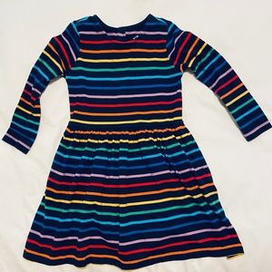 Primary rainbow striped long sleeve perfect pocket dress